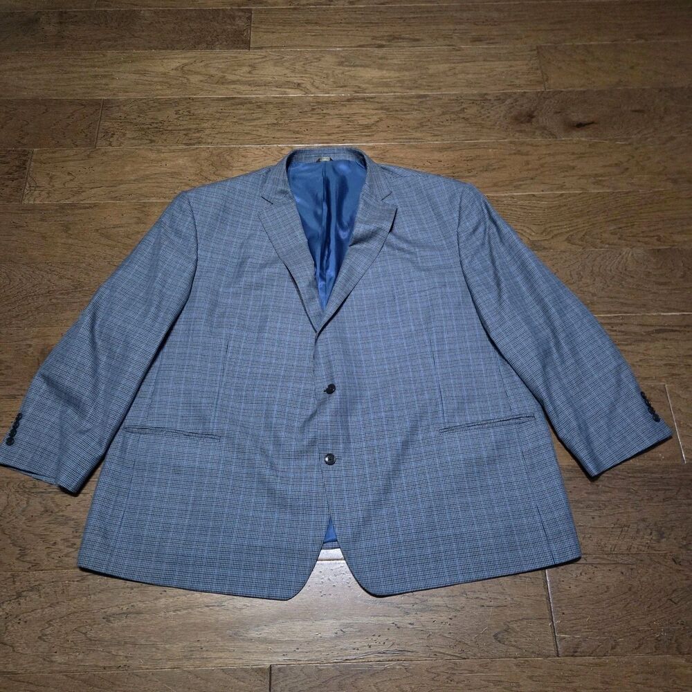 Oak Hill Blazer Mens 4XL 58R/60R Blue Houndstooth Sport Coat 2 Button Big Tall